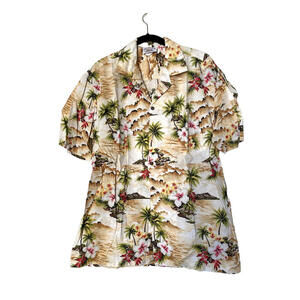 Hawaiian Shirt Pacific Legend Large Floral L Tropical Palm Trees Print